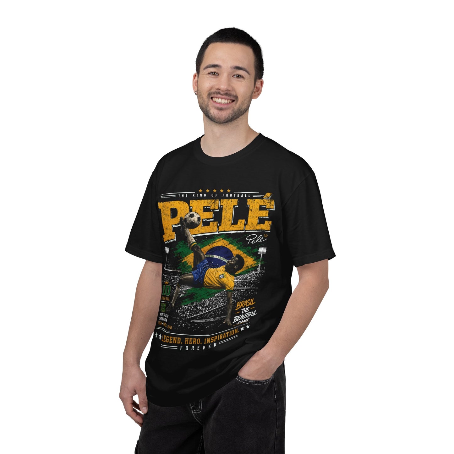 Pelé King of Football Brazil Legend T-Shirt PNG | Brasil #10 Beautiful Game Graphic Tee | Soccer Hero Gift