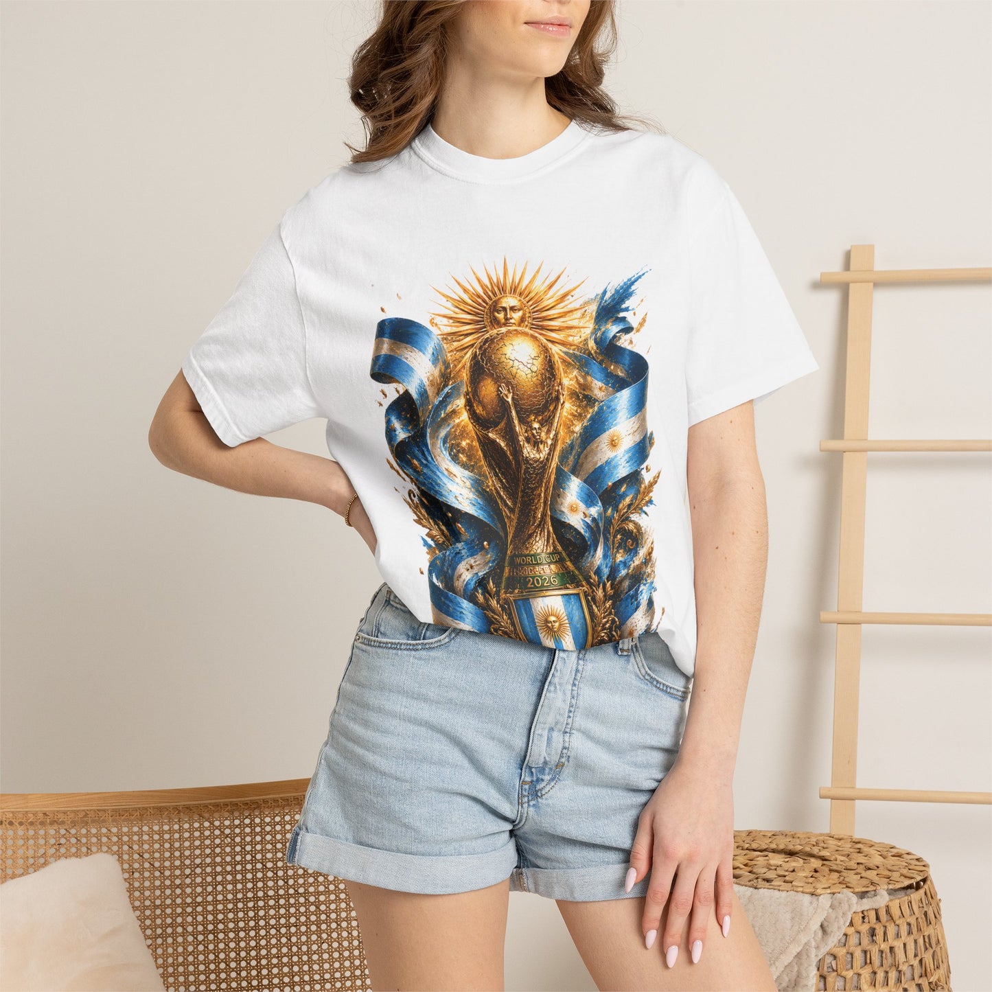 Argentina Football World Cup 2026 Radiant Trophy Shield – Celestial Glory | Premium Summer Tee