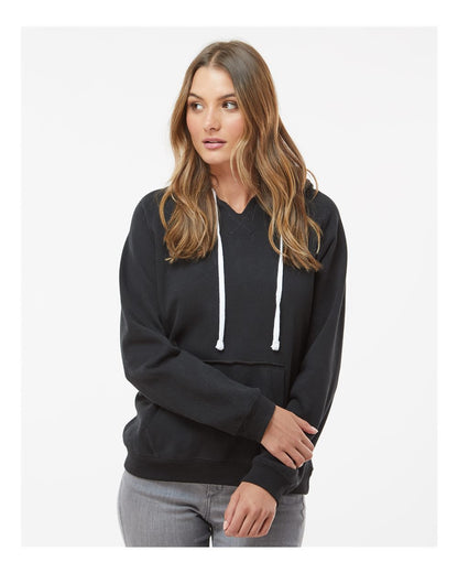 Women's Sueded V-Neck Hooded Sweatshirt