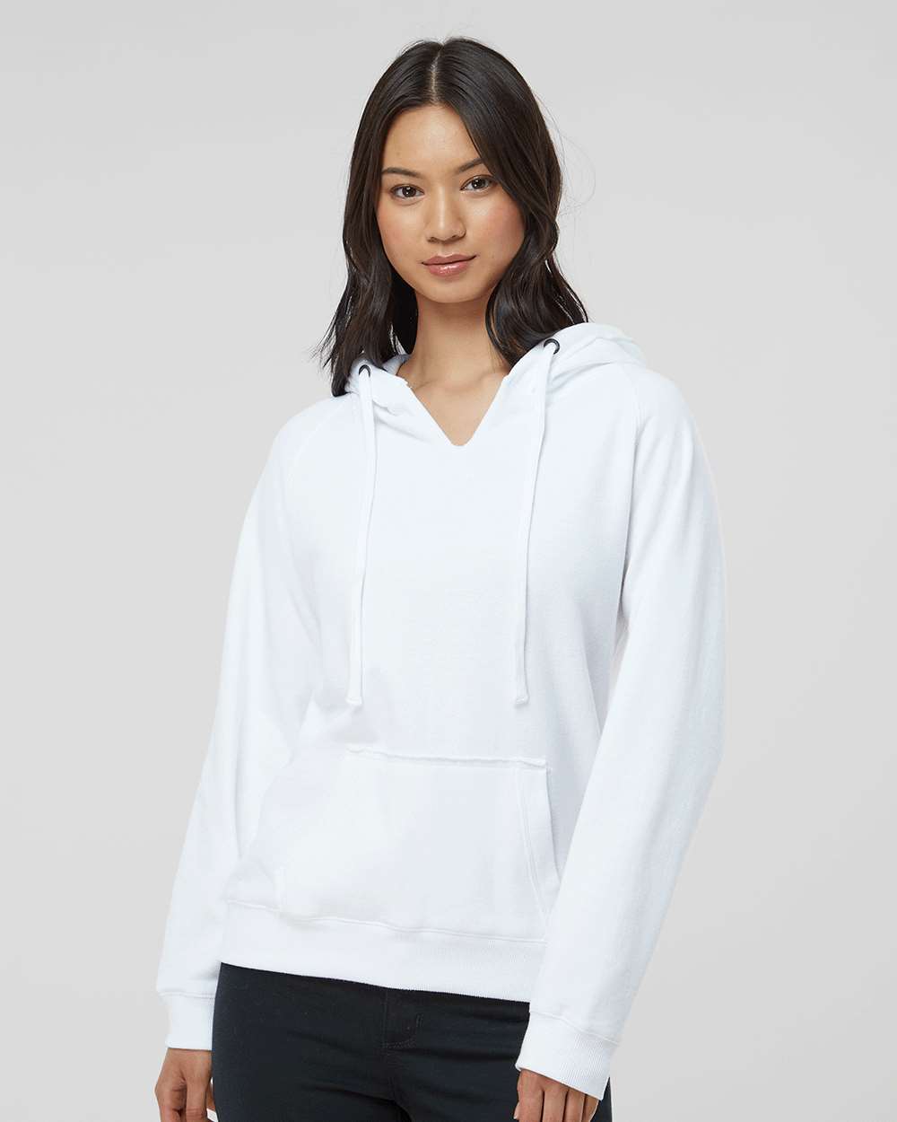 Women's Sueded V-Neck Hooded Sweatshirt