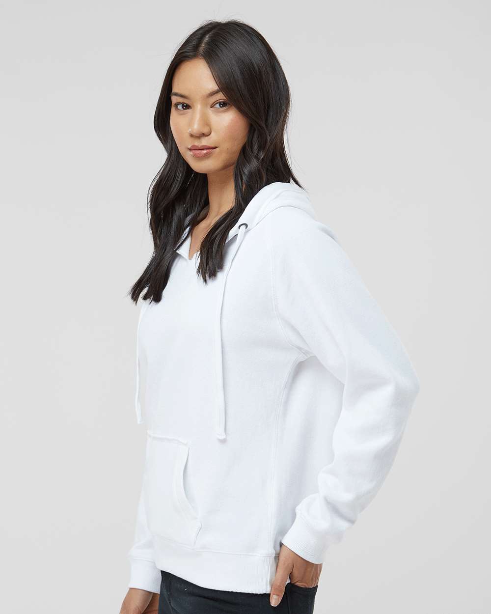 Women's Sueded V-Neck Hooded Sweatshirt