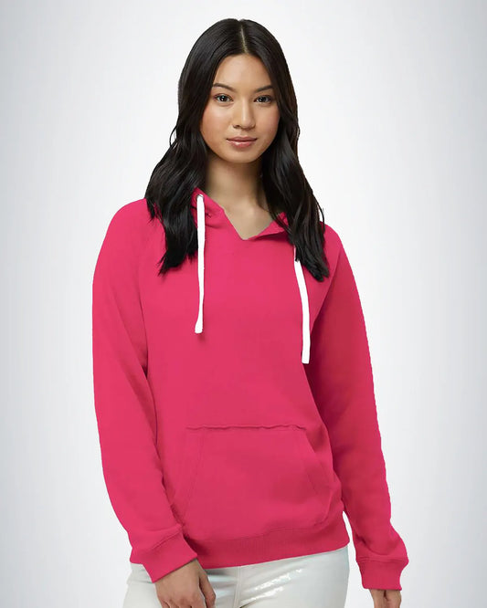 J. America 8836 Women Sueded V-Neck Hooded Sweatshirt