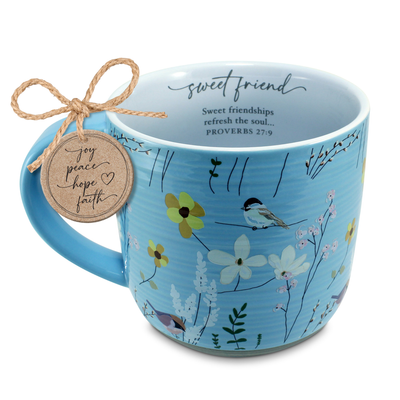 Lighthouse Christian Products Sweet Friend - Proverbs 27:9 - Blue 18 Ounce Ceramic Drinking Mug