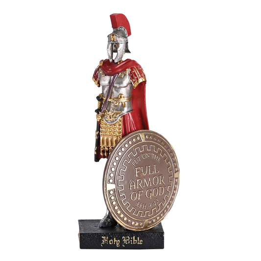 Dicksons Full Armor of God Holy Bible Red Silver and Gold Resin Collectible Figurine Statue 6 x 2.6 Inch