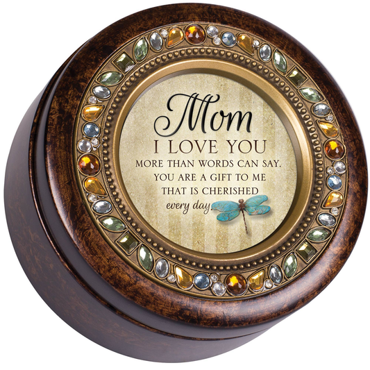 Cottage Garden Mom Love You Cherished Gift Amber Earth Tone Jewelry Music Box Plays Wind Beneath My Wings