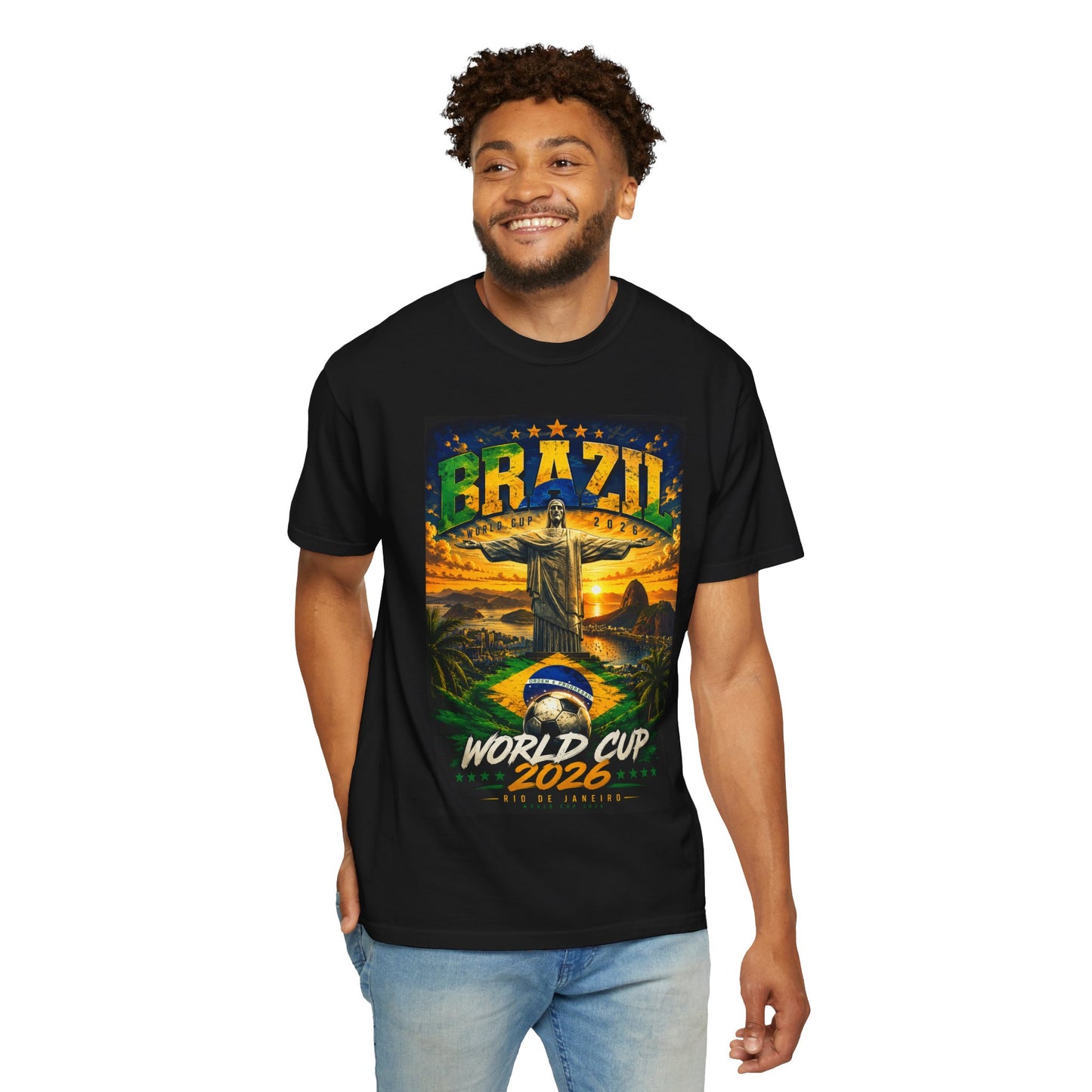 Brazil Rio De Janeiro World Cup 2026 T-Shirt PNG | Christ Redeemer Soccer Graphic Tee | Copa Do Mundo Fan Gift