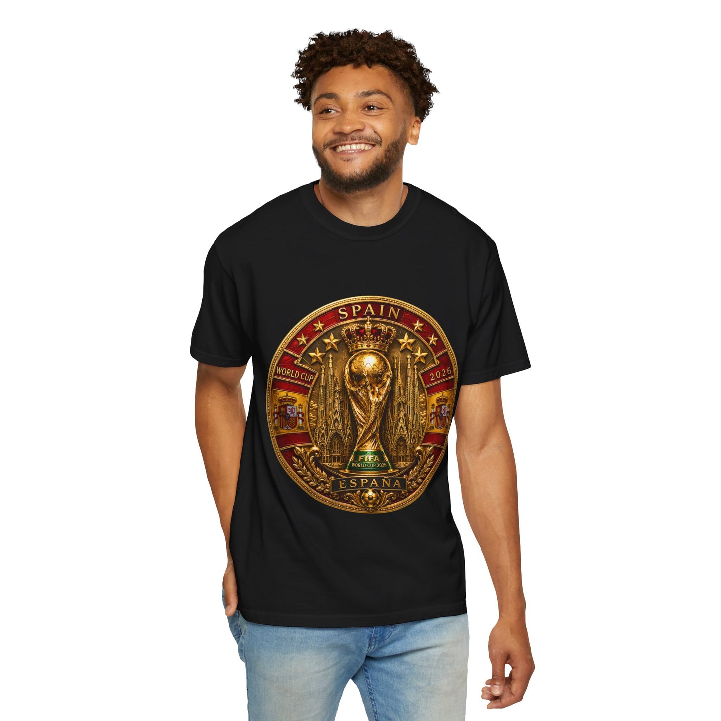 Spain Football World Cup 2026 'Medalha de Sagrada' Round Medallion | Premium Graphic Tee