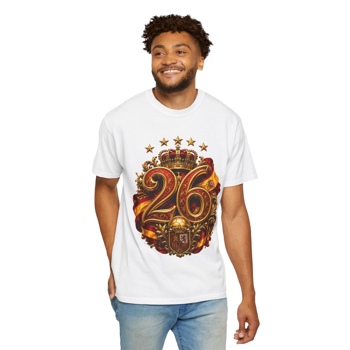 Spain Football World Cup 2026 'Ano de Ouro' Imperial Typography Crest | Premium Graphic Tee