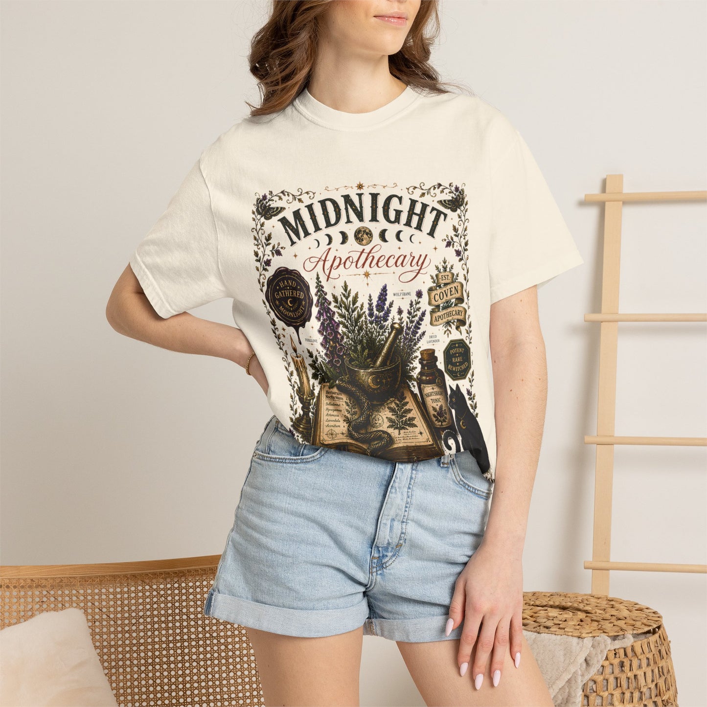 Midnight Apothecary Witchy Grimoire Halloween | Premium Graphic Tee