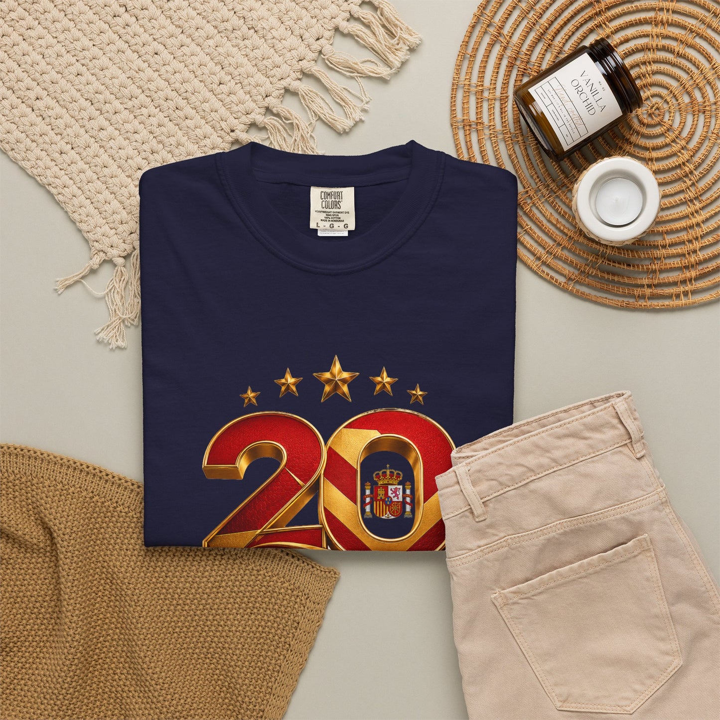 Spain Football World Cup 2026 'Ano de Glória' Typography Crest | Premium Graphic Tee
