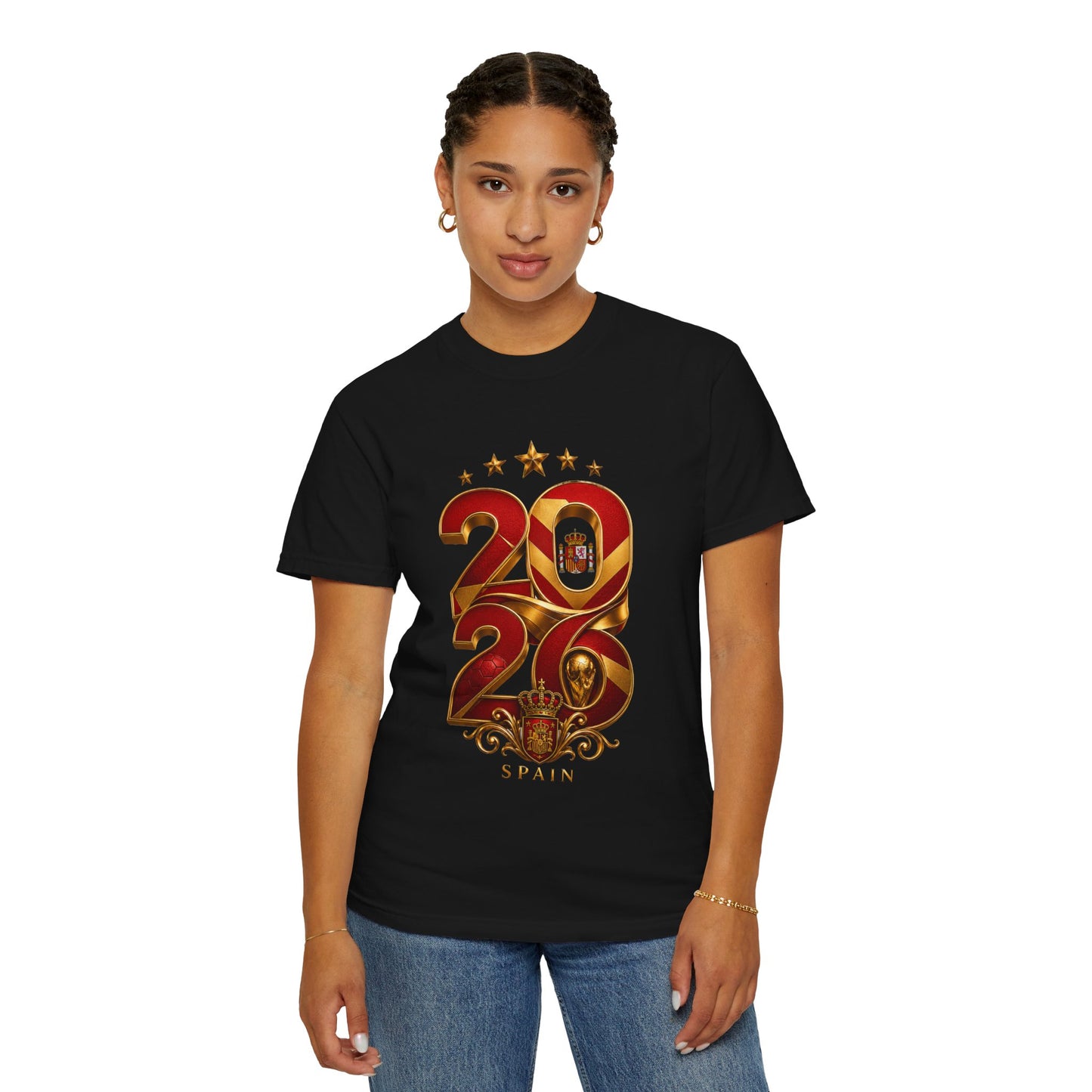 Spain Football World Cup 2026 'Ano de Glória' Typography Crest | Premium Graphic Tee