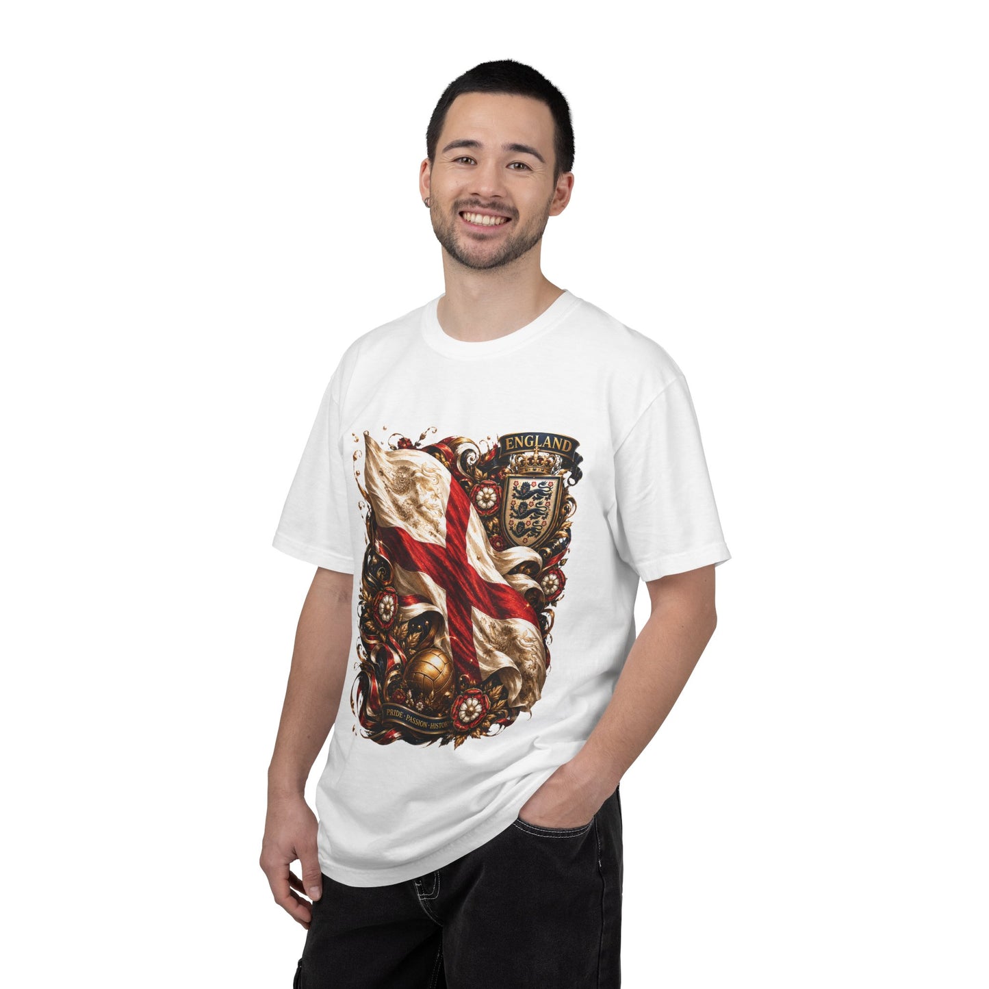 England Football Baroque Crest – Pride, Passion, History | Premium Graphic Tee