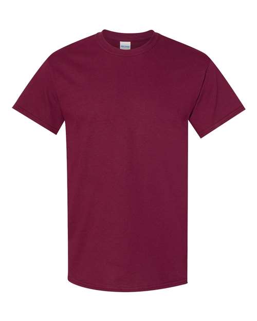 Gildan Men's Heavy Taped Neck Comfort Jersey T-Shirt, SML-Maroon-HeatherSapphire