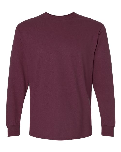 Cotton 6 oz. Long-Sleeve T-Shirt (G240) (Pack of 2) Navy-Maroon Medium