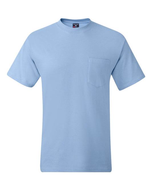 Hanes Men's Beefy Short Sleeve Pocket Tee Value Pack (2-Pack), Light Blue, X-Large