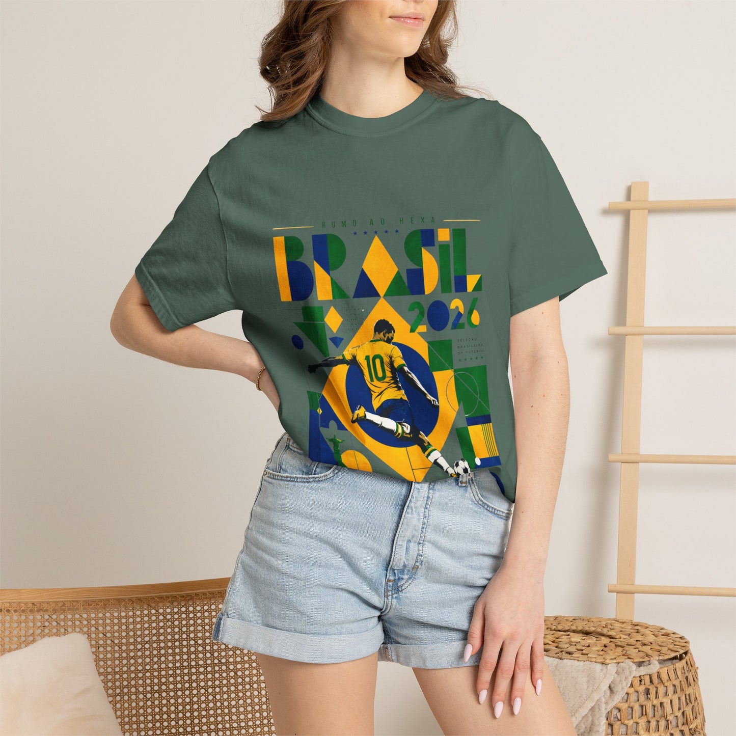 Brazil Rumo Ao Hexa World Cup 2026 T-Shirt PNG | Brasil 10 Geometric Soccer Graphic Tee | Copa Do Mundo Fan Gift
