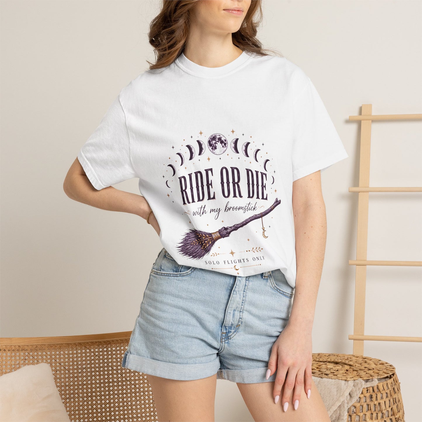 Ride Or Die With My Broomstick Celestial Witch | Premium Graphic Tee