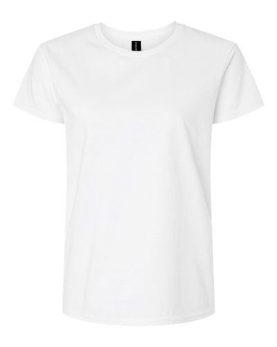 Gildan Women's Preshrunk Seamless T-Shirt, White, Medium.