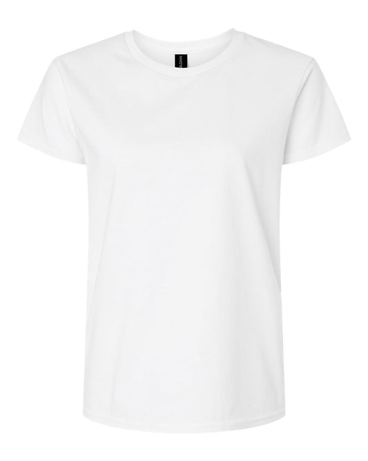 Gildan Women's Preshrunk Seamless T-Shirt, White, Medium.