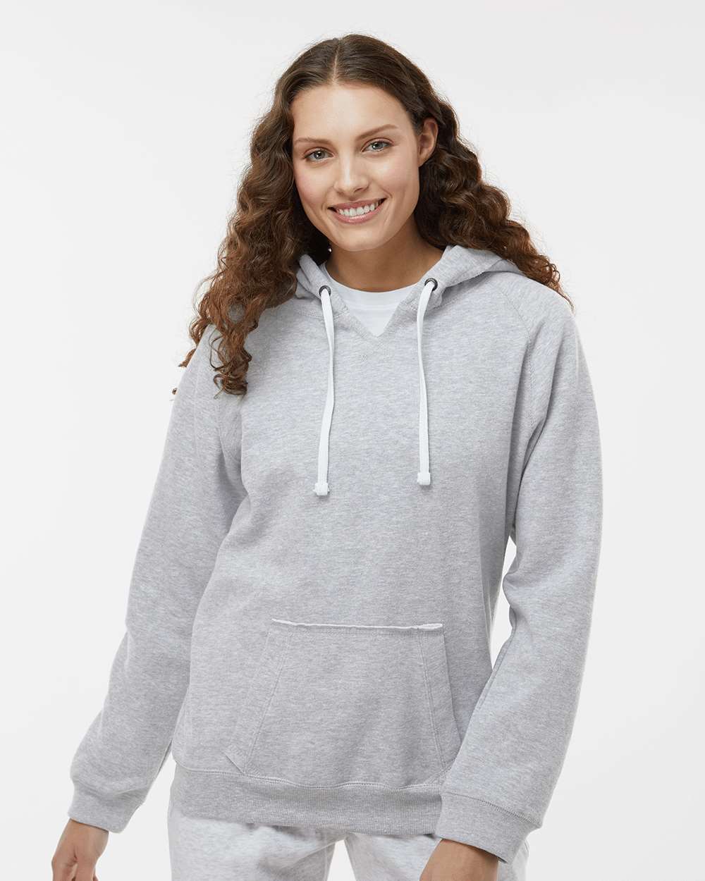 Women's Sueded V-Neck Hooded Sweatshirt
