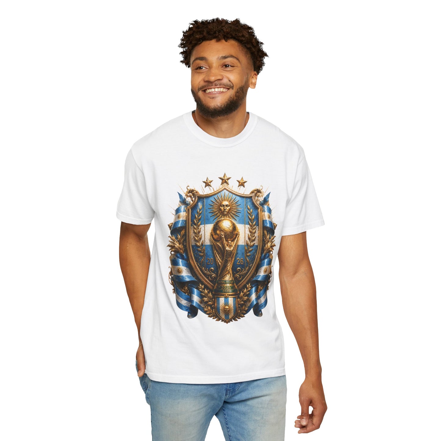 Argentina Football World Cup 2026 Sovereign Trophy Shield | Premium Summer Tee