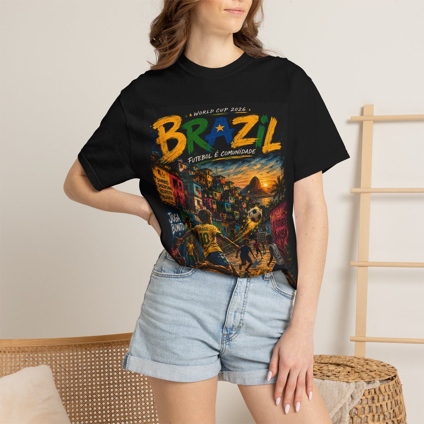 Brazil Favela World Cup 2026 T-Shirt PNG | Joga Bonito Street Soccer Graphic Tee | Copa Do Mundo Fan Gift