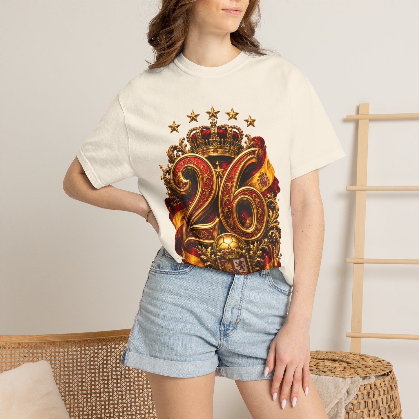 Spain Football World Cup 2026 'Ano de Ouro' Imperial Typography Crest | Premium Graphic Tee