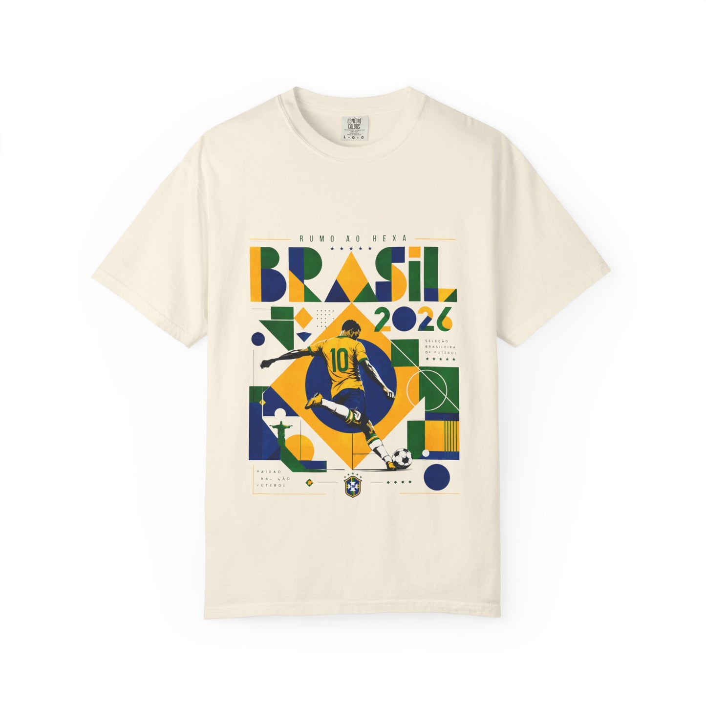 Brazil Rumo Ao Hexa World Cup 2026 T-Shirt PNG | Brasil 10 Geometric Soccer Graphic Tee | Copa Do Mundo Fan Gift