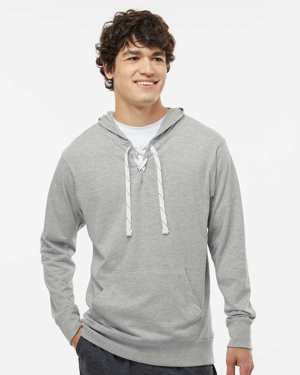 Unisex Jersey Sport Lace Hooded Pullover