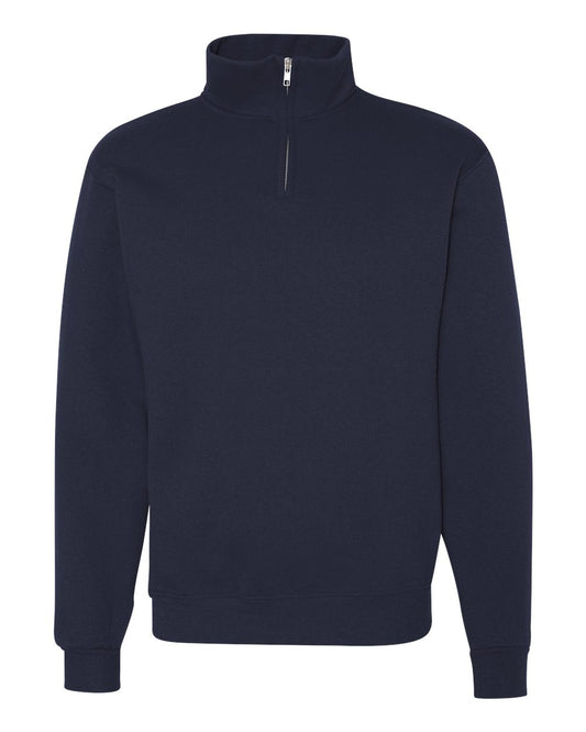 Jerzees Men's Quarter-Zip Cadet Collar Pullover Sweatshirt, J. Navy, Large