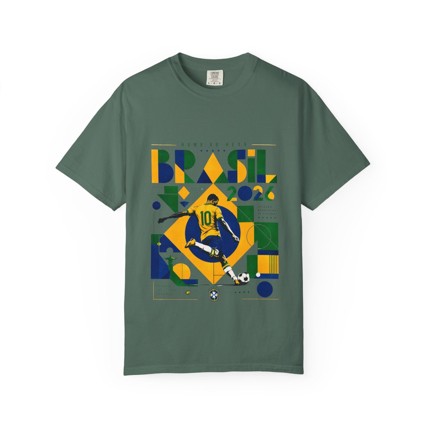 Brazil Rumo Ao Hexa World Cup 2026 T-Shirt PNG | Brasil 10 Geometric Soccer Graphic Tee | Copa Do Mundo Fan Gift