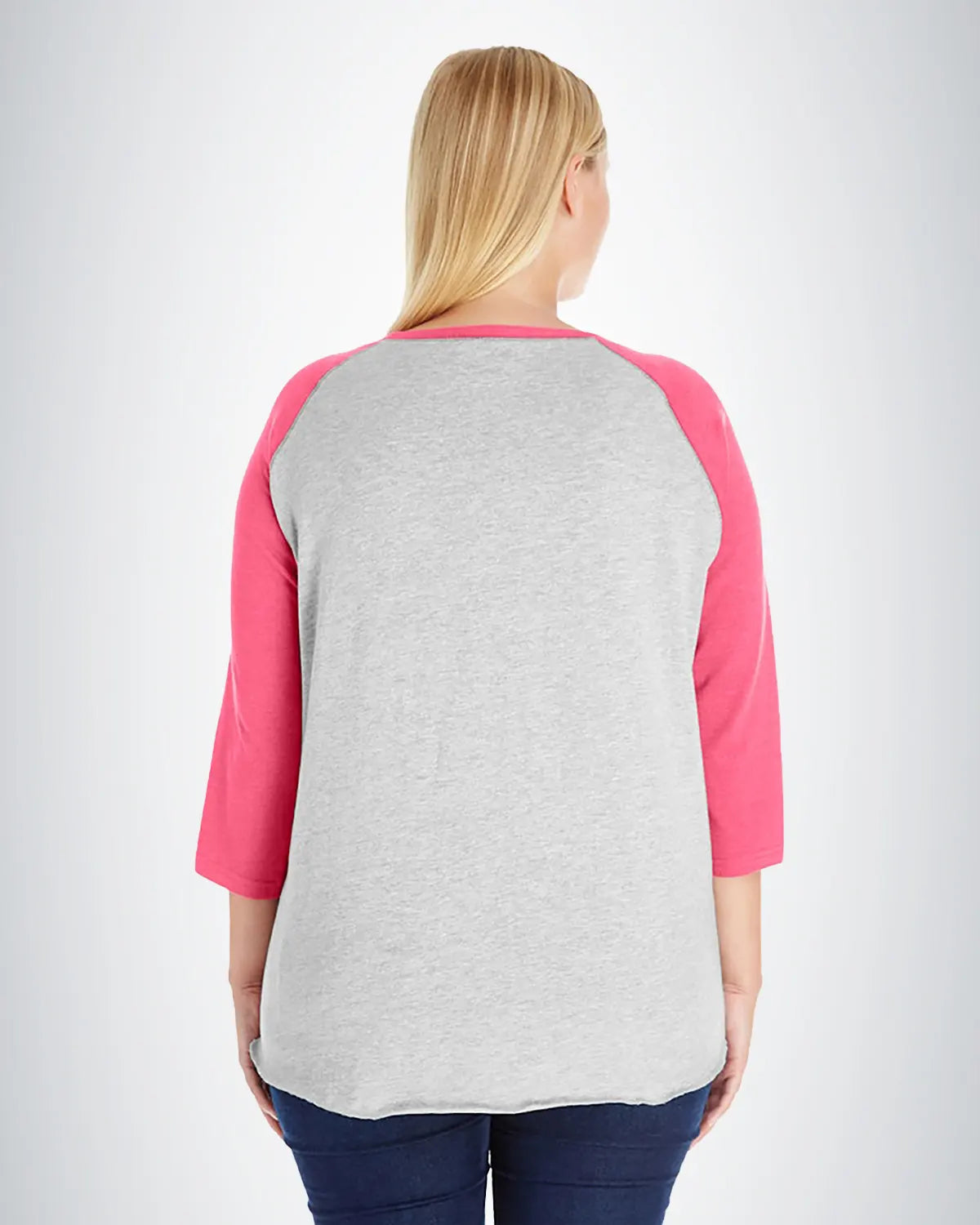 LAT 3830 Curvy Collection Women Baseball Three-Quarter Sleeve Tee