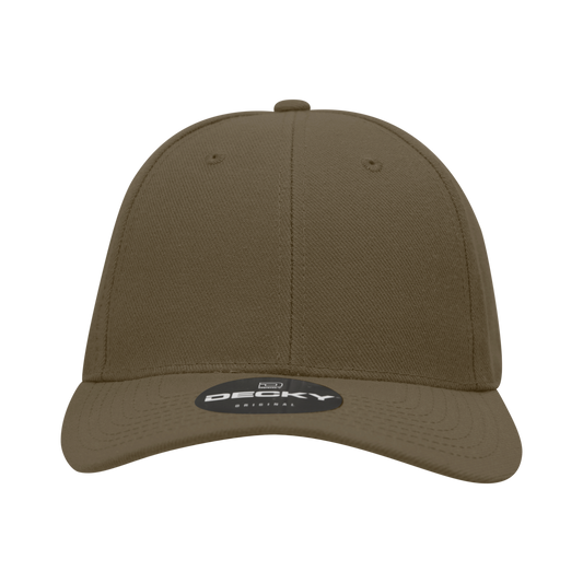 6 Panel High Profile Structured Acrylic/Polyester Fitted, Brown, 7 1/2