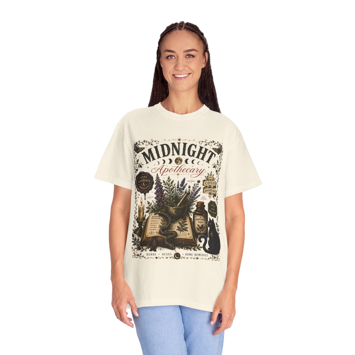 Midnight Apothecary Witchy Grimoire Halloween | Premium Graphic Tee