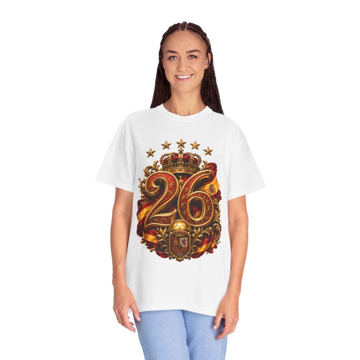 Spain Football World Cup 2026 'Ano de Ouro' Imperial Typography Crest | Premium Graphic Tee