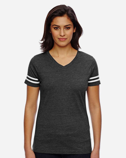 Women's Football V-Neck Fine Jersey Tee