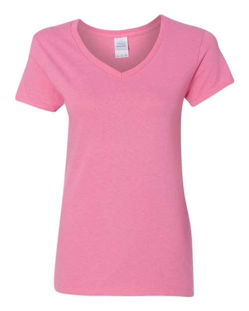 Gildan Women's Heavy Cotton V-Neck T-Shirt 2-Pack MED-Azalea-Coral