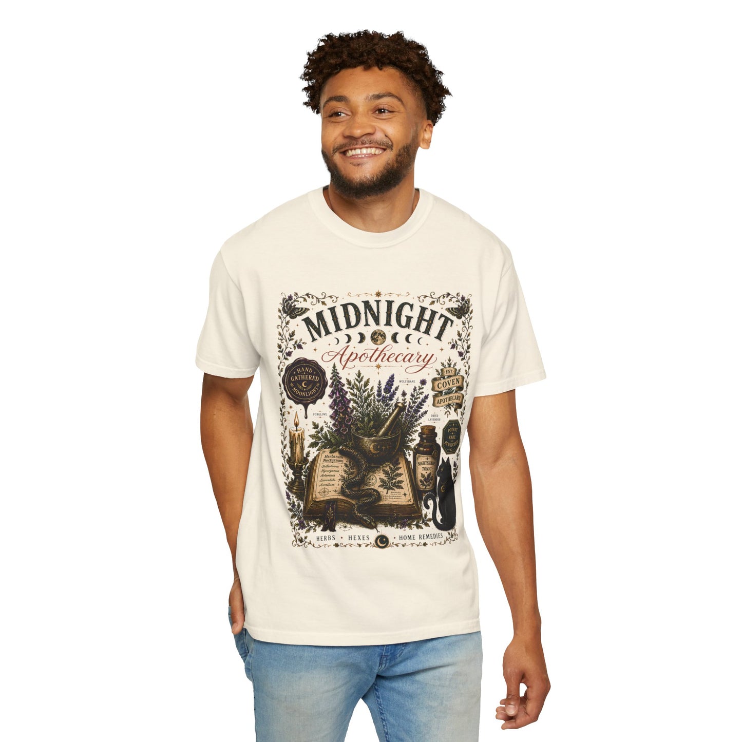 Midnight Apothecary Witchy Grimoire Halloween | Premium Graphic Tee