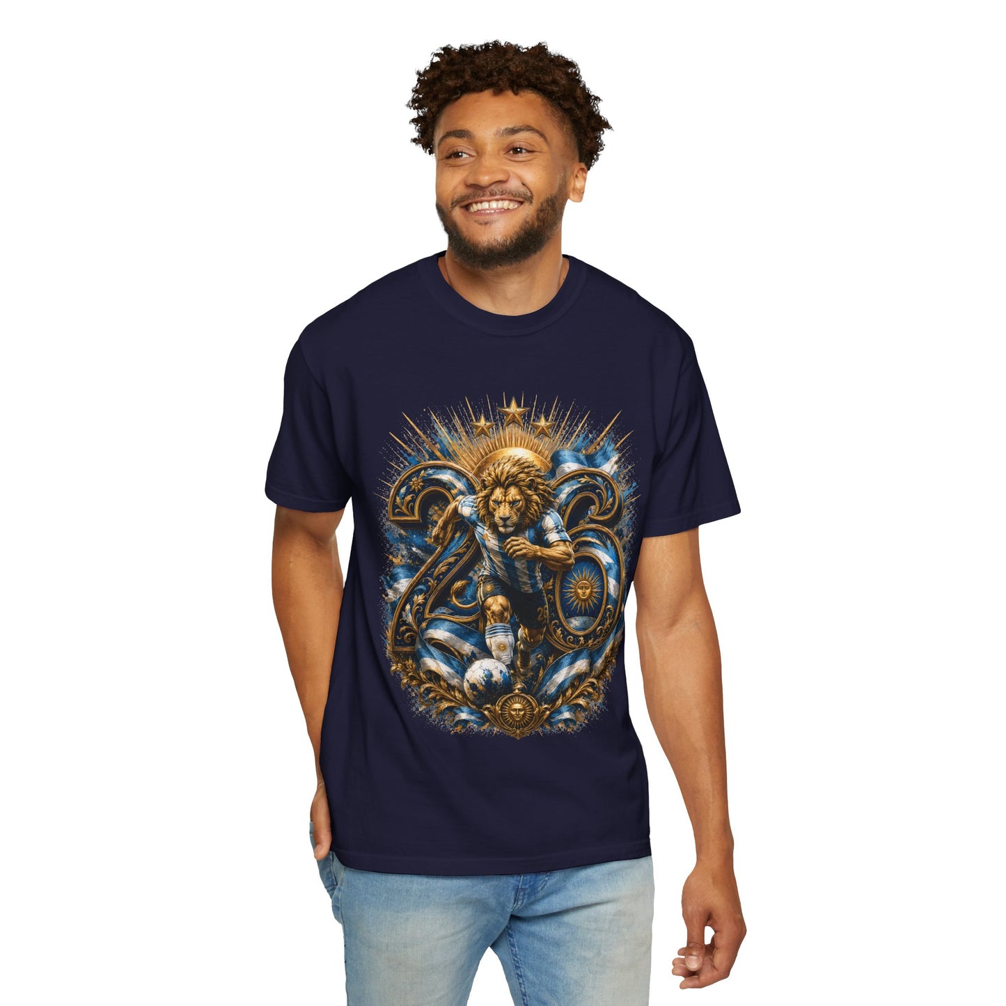 Argentina Football 'Leon de la Patria' World Cup 2026 Monogram – Cosmic Glory | Premium Summer Tee