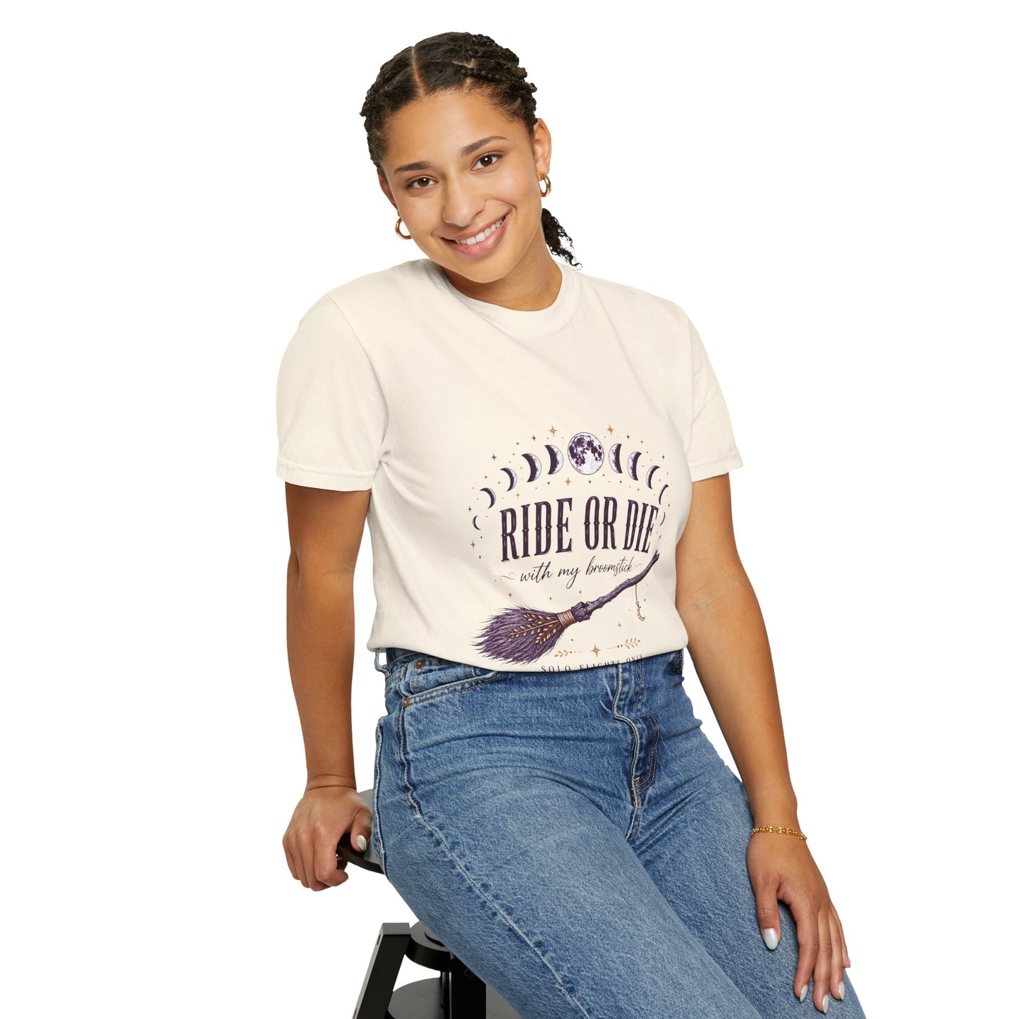 Ride Or Die With My Broomstick Celestial Witch | Premium Graphic Tee