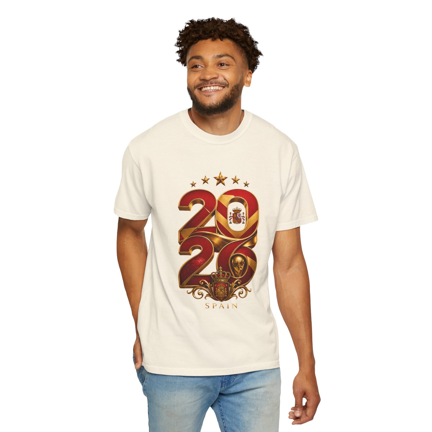 Spain Football World Cup 2026 'Ano de Glória' Typography Crest | Premium Graphic Tee
