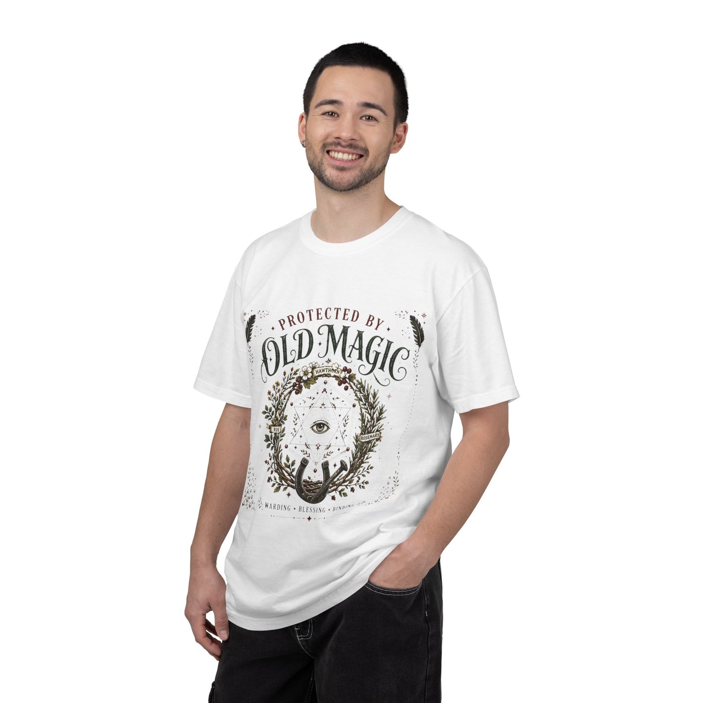 Protected By Old Magic Warding Wreath Halloween | Premium Graphic Tee