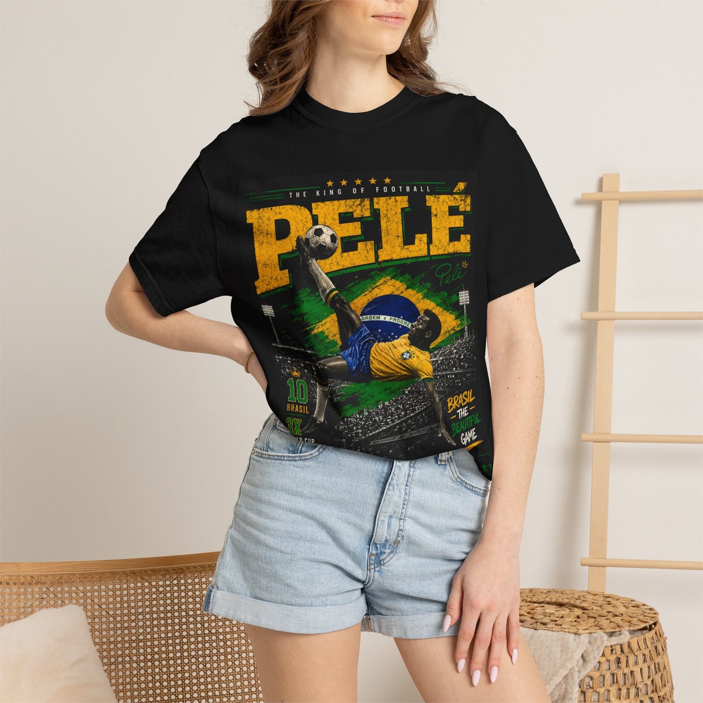 Pelé King of Football Brazil Legend T-Shirt PNG | Brasil #10 Beautiful Game Graphic Tee | Soccer Hero Gift