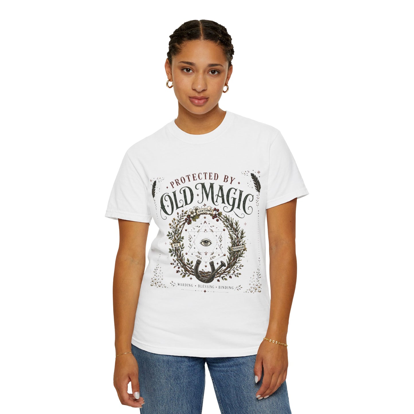 Protected By Old Magic Warding Wreath Halloween | Premium Graphic Tee
