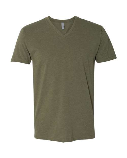 Next Level Apparel 6240 Mens Premium V-Neck Tee, Black + Military Green (2 Pack)-Medium