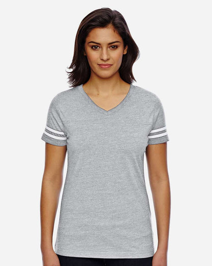 Women's Football V-Neck Fine Jersey Tee
