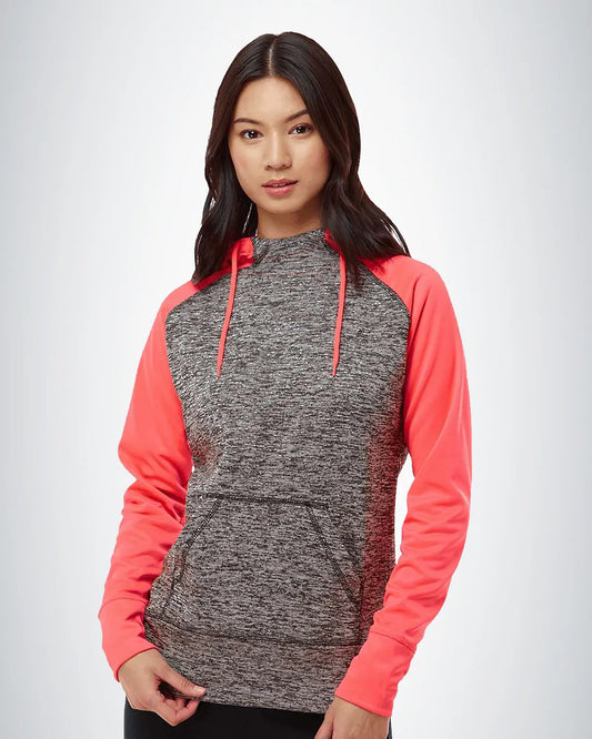 J. America 8618 Women Colorblocked Cosmic Fleece Hooded Sweatshirt