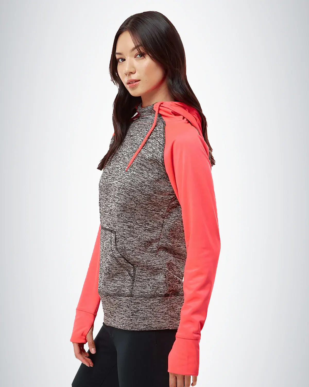 J. America 8618 Women Colorblocked Cosmic Fleece Hooded Sweatshirt