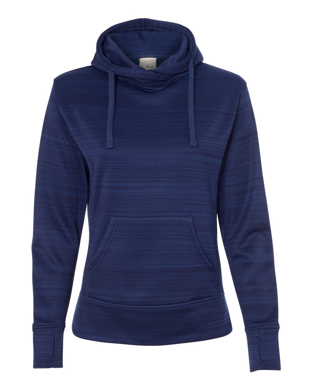 J. America 8662 Women Odyssey Striped Performance Fleece Lapover Hooded Sweatshirt