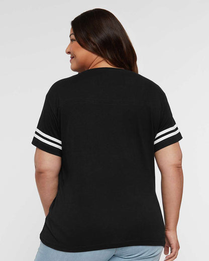 Women's Football V-Neck Fine Jersey Tee